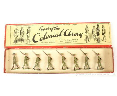 Britains - Set 1544 - Australian Infantry [1937 version], comprising: Officer Marching Empty Handed [arm missing] &amp; 7 x I