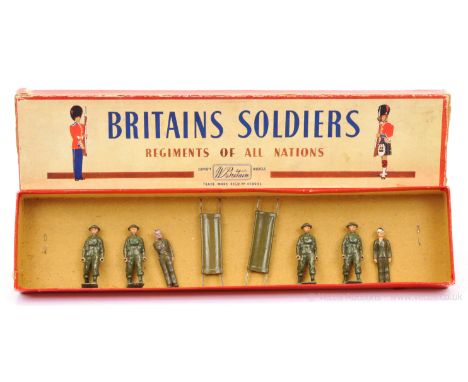 Britains - From Set 1723 - Royal Army Medical Corps - [1946 version], now comprising: 4 x Stretcher Bearers in Battle Dress w