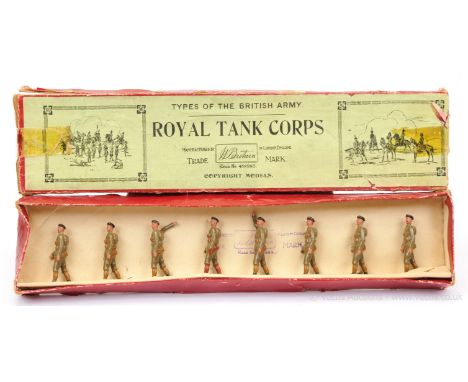 Britains - Set 1250 - The Royal Tank Corps [1933 version], comprising: Marching Empty Handed Officer [Brown Gloves] &amp; 7 x
