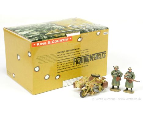 King & Country - W.W. II German Forces Range, comprising: Set WS088 ?Road Block!? - Feldgendarmes M/C Combination. Mint overa