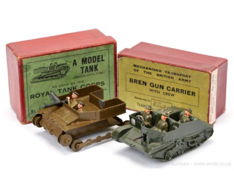 Britains - Set 1203 - Carden Lloyd Tank, [1932 version], comprising: Tank with [tracks missing] Gunner &amp; HMG. Some paint 