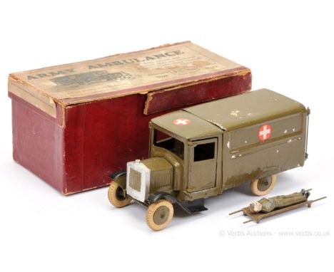 Britains - Set 1512 - Army Ambulance [1937 version], comprising: Khaki Green Painted 4 x Wheeled Ambulance  with Silvered Squ