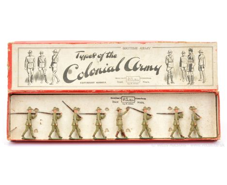 Britains - Set 1544 - Australian Infantry [1937 version], comprising: Officer Marching Empty Handed &amp; 7 x Infantrymen Mar