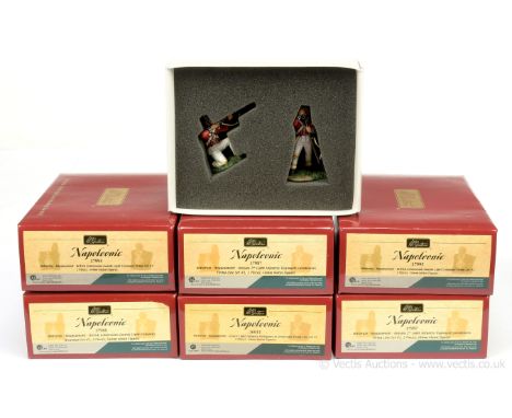 Britains, Napoleonic Wars - Hougoumont Series, comprising: Set 36011 - French Light Infantry Voltigeurs in Greatcoats, Firing
