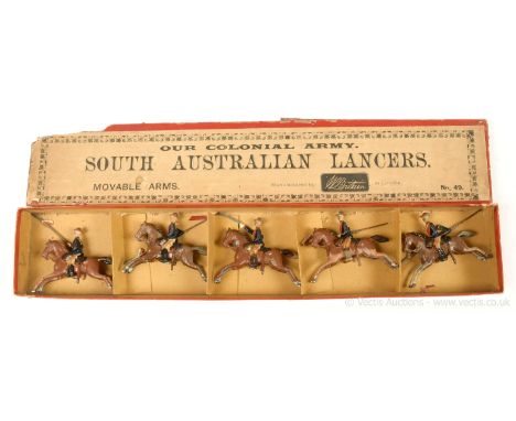 Britains - Set 49 - South Australian Lancers - [1896 1st version], comprising: Mounted Officer with Extended Sabre Arm &amp; 