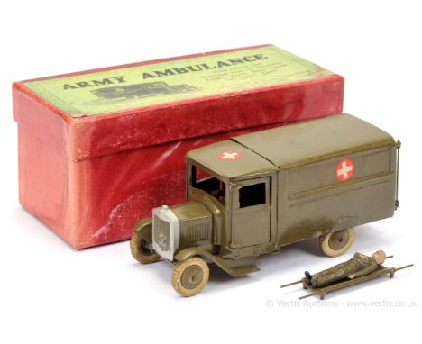 Britains - Set 1512 - Army Ambulance [1937 version], comprising: Khaki Green Painted 4 x Wheeled Ambulance  with Silvered Squ
