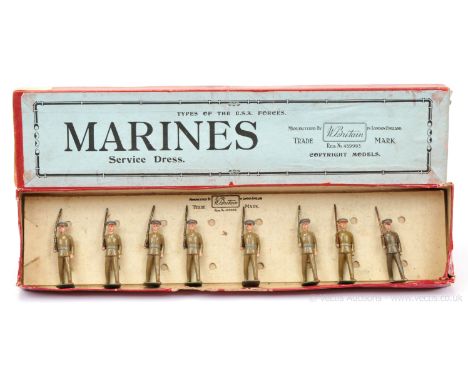 Britains - Set 399 - United States Marines [1929 version], comprising: Officer - Marching Empty Handed &amp; 7 x Marines Marc