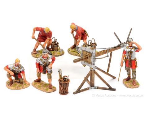 Thomas Gunn Limited Edition Miniatures - Roman Series, comprising: Scorpion Siege Crossbow with 3 x Man Crew, 2 x Labourers &
