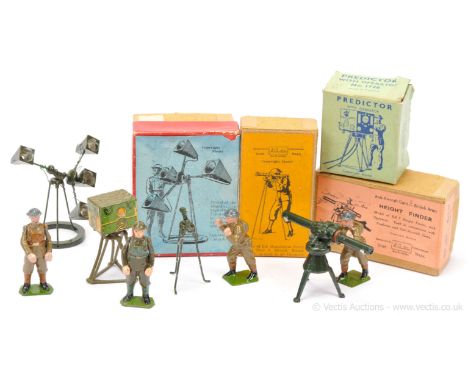 Britains - Set 1638 - Sound Locator, [1938 Issue], comprising: 4 Pod Locator mounted onto Circular Base with Standing Operato