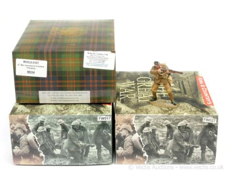 King &amp; Country - Middle East/WW1 Series, comprising: Set FW027 - Scots Guard Standing Firing Rifle, Set FW017 - German Ru