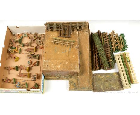 Elastolin &amp; Similar Makers - Wild West ["Indianer Und Trapper" Range], Pre War Issues - 7cm Scale, comprising: 3 x Cowboy