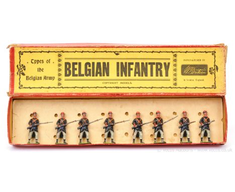 Britains -Set 189 - Belgian Infantry - [1915 version], comprising: 8 x Infantrymen at the En-Garde Position [damage to 2 rifl