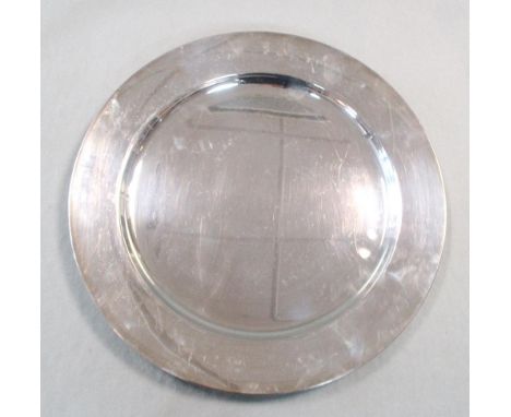 A 20th century Italian metalwares silver plate, by Romeo Miracoli &amp; Figlio SRL, Milano, of plain circular form with turne