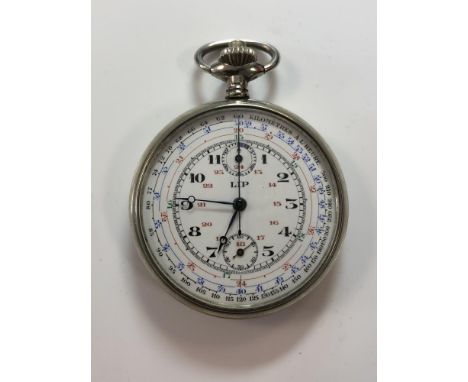 Lip - An open faced pocket watch / chronograph / tachymeter, according to the inscription on the reverse, from Les 24 Heures 