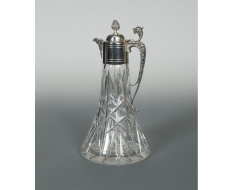 A 20th century silver mounted cut glass claret jug, by James Dixon &amp; Sons, Sheffield 1997, of conical tapering form, the 