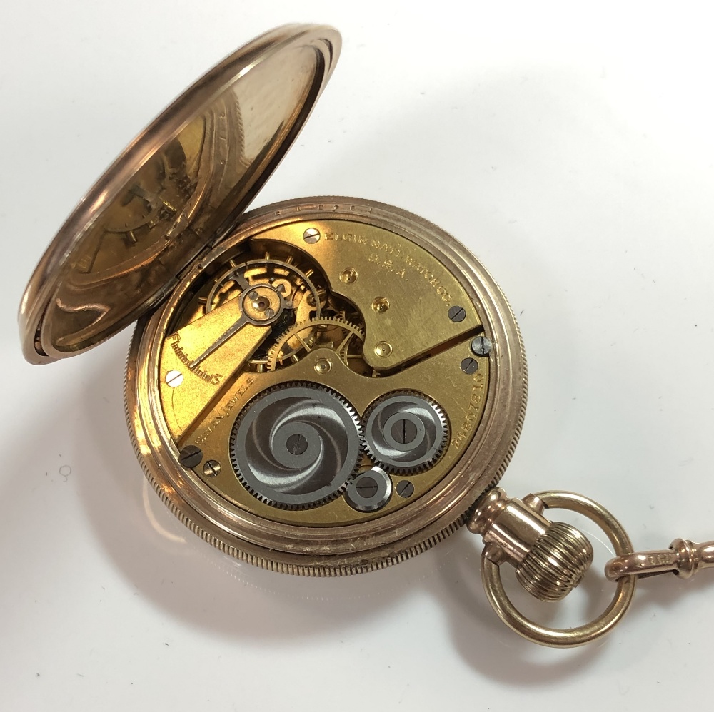 Elgin a gold plated full hunter pocket watch with