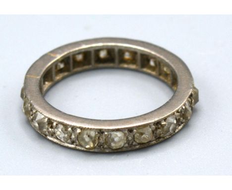 A White Metal Diamond Full Eternity Ring, ring size M 