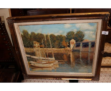 After Monet oil on board "Pont D'Argenteuil" contained in a gilt frame 