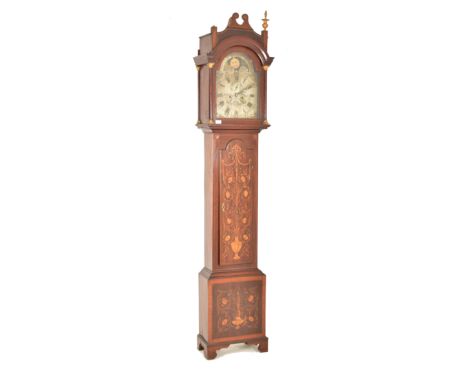 A George III late 18th century West Country marquetry inlaid mahogany cased moon phase longcase grandfather's clock by H. M. 