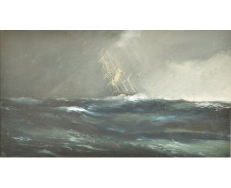 Anthony Amos (British, 1950-2010) - An original 20th century oil on board maritime seascape painting depicting ship in rough 