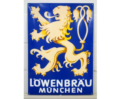 German enamel advertisement sign for Lowenbrau Beer, Munich, limited edition 340/500, 70 x 50cm 