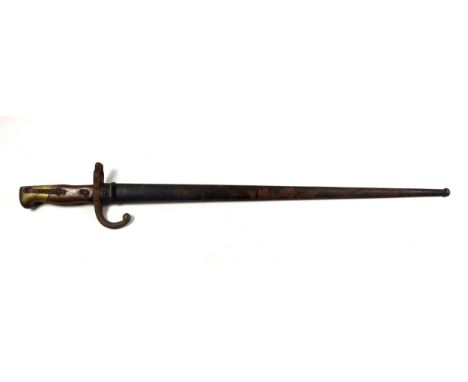 19th century German bayonet with a 52cm steel blade inscribed "Waffenfabrik Steyr 1885", with a letter "K", steel quillon and