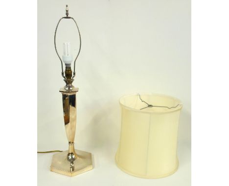 A Contemporary design silver plated table lamp and shade, maximum height inc shade, 68 cm 