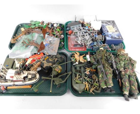 A selection of Army related toy soldier action figures, vehicles, models, etc, (qty).