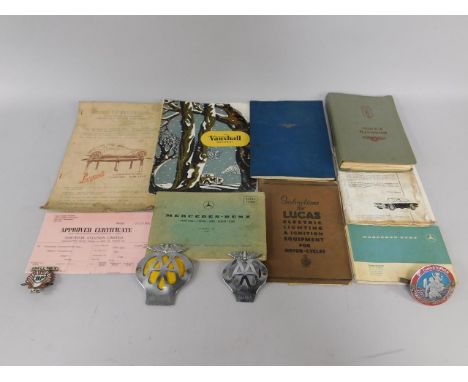 Four car badges, comprising Shell Mex BP Limited, St Christopher Travellers Patron Saint, and two AA badges, No 54064A and 5E