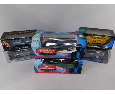 Six die cast models of James Bond Cars, Solido, Sunstar and other makers, scale 1:16 and 1:18, comprising Aston Martin V12 Va