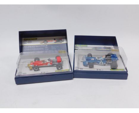 A Scalextric model of a Tyrrell 002, as driven by Francois Cevert, limited edition 5000, and another of a Team Lotus 49, as d