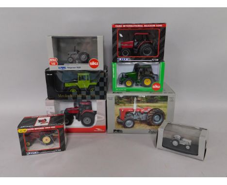 Ertl Siku and other die cast models of tractors, scale 1:32 and 1:16, all boxed, (8).