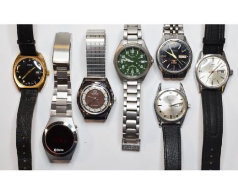 A gentleman's gold capped Oris wristwatch, with date and centre seconds, a Beta LCD wristwatch and other wristwatches (qty) C