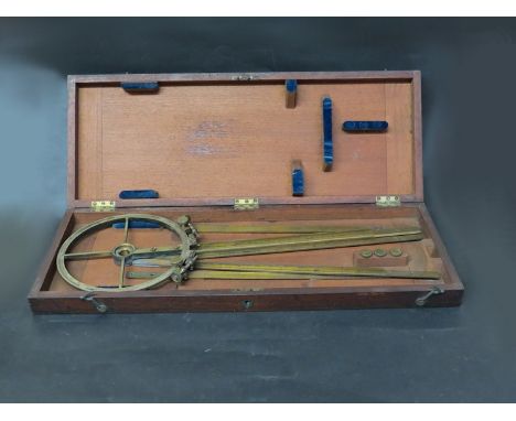 A 19th Century Cary London cased scientific hydrographic office brass protractor station pointer 