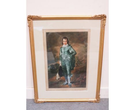 After Gainsborough (1727-1728) 'The Blue Boy' a coloured mezzotint engraving by Francis Sylvester Walker (1848-1916) in a gil