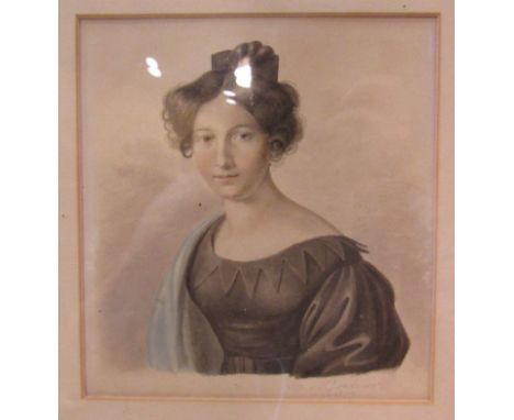 A 19th Century portrait of female, watercolour 16cm x 15cm
