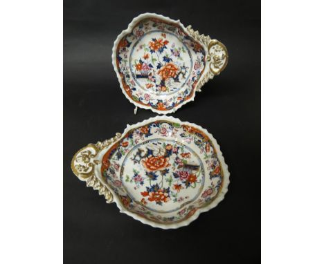 A pair of 19th Century Spode, Imari pattern shaped dishes