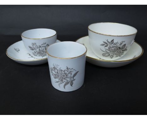 A Spode breakfast cup and saucer and matching trio consisting tea cup, saucer and coffee can, all 500 pattern