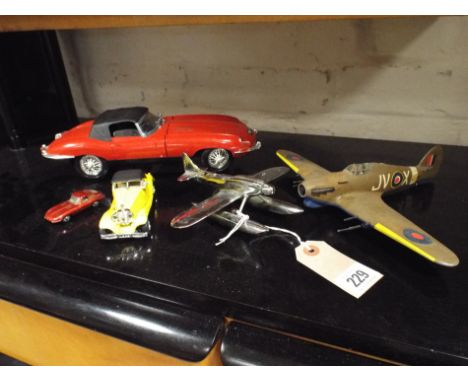 Art Deco chrome model of a Sea Plane ( 15 cm long), small collection of collectors cars etc
