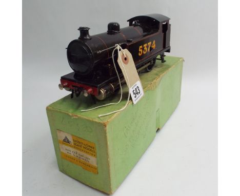 Bassett-Lowke O gauge tin plate clock work tank engine, with original box and key, no 5374, 25cm long 
