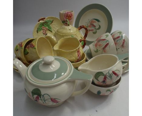 Susie Cooper breakfast set for 2 decorated 'Amaryllis' design, a Carlton Ware tea for 2 set decorated with Foxgloves and a Ro