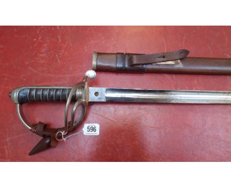 Victorian Artillery officers sword in brown leather scabbard