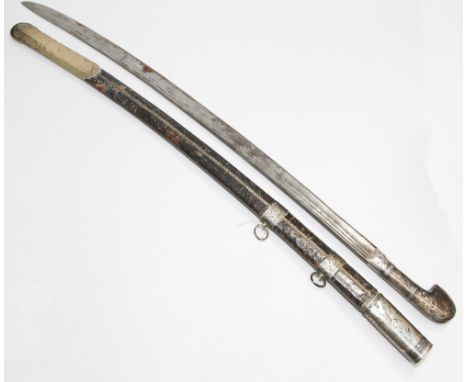 Russian silver mounted sword in silver mounted leather scabbard