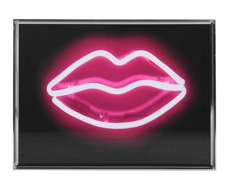 CONTEMPORARY SCHOOL PHOTO PRINT, 'Neon kiss', framed, 87cm x 63cm. 