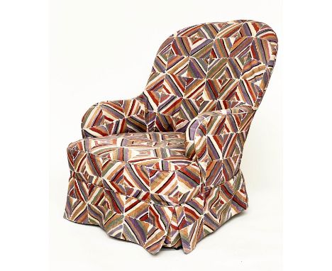 ARMCHAIR, Victorian walnut with Collier Campbell 'Kasak' print linen union fabric loose cover, 86cm W. 