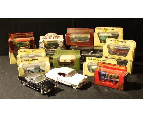 Die-Cast Vehicles - Matchbox Models of Yesteryear, including delivery vans, cars, etc; another 1/24 scale Burago BMW Z4 conve