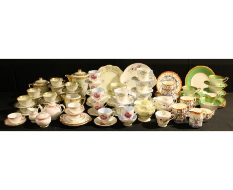 Ceramics - a Royal Albert Charmaine pattern part coffee set; a Royal Worcester apple green and gold part tea set; a Limoges t