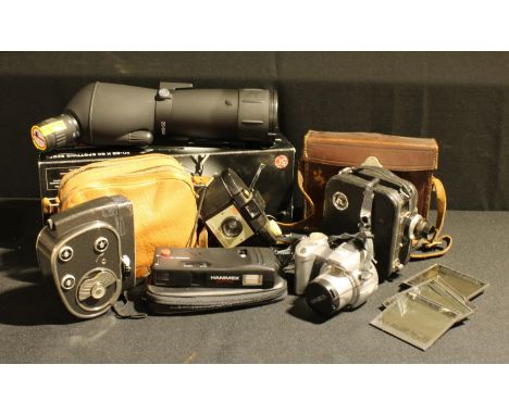 Photography Interest - a Miller Cine camera; other cameras; a spotting scope; magic lantern slides 