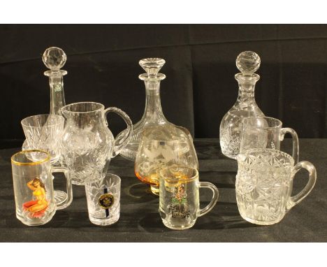 Glassware - Thomas Webb cut crystal decanter and stopper; Caithness Georgian crystal decanter and stopper, etched with Derby 