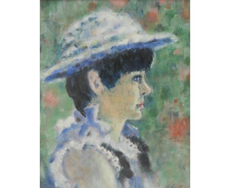 B**Carter (20th century)  Impressionist Portrait, of a Young Lady wearing a Bonnet  signed, oil on panel, 24cm x 20cm 